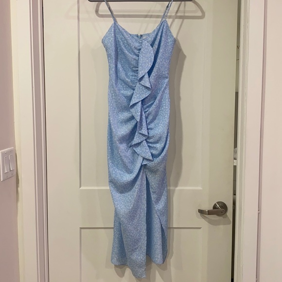 Blue floral dress with straps - Picture 1 of 3